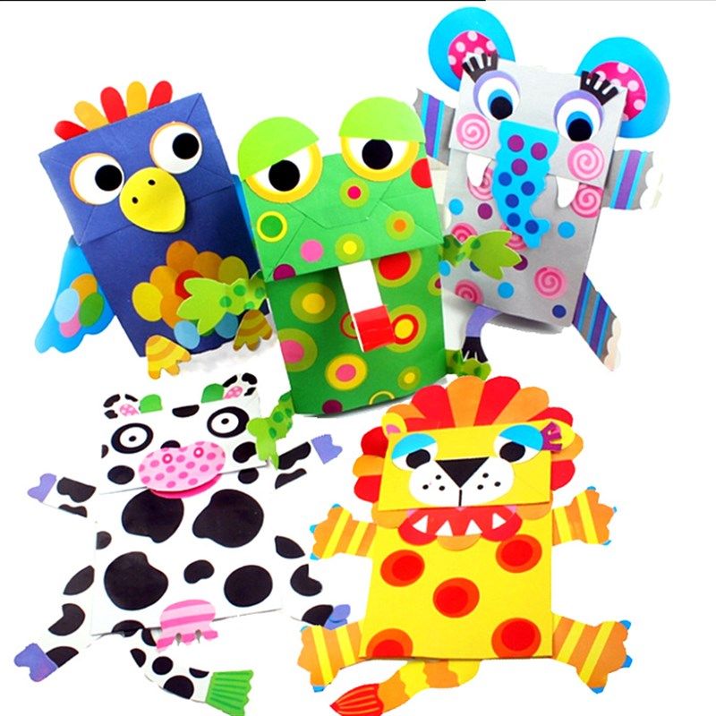 儿童创意动物手偶幼儿园手工制作立体DIY动手玩具纸袋亲子材料包,淘宝优惠券,粉丝福利购,淘宝优惠卷