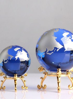 欧式水晶球地球仪摆件客厅装饰品足球家居办公室礼品手工艺黄色球