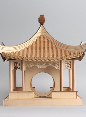 中式木质凉亭建筑屋檐客厅玄关家居禅意雕塑台软装饰品电视柜摆件