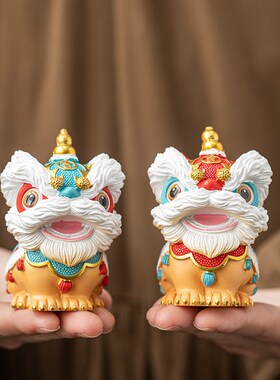 创意醒狮摆件文创舞狮招财进宝家居客厅办公博古架桌面装饰伴手礼