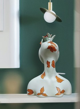 树脂人物雕塑半身抽象装置样板间展厅软装彩绘人像花季少女摆件