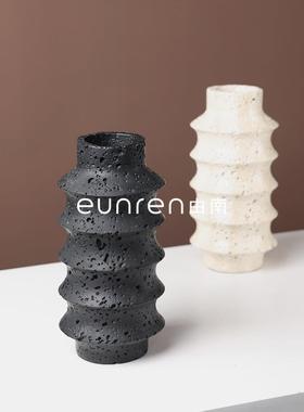 现简极轻奢洞石代花瓶饰品家居YN-HP162茶几创装意术插花器样板艺
