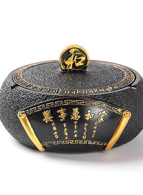 树脂烟家烟灰缸客厅创意复古中式雕刻大号灰烟缸办公室缸礼品摆用