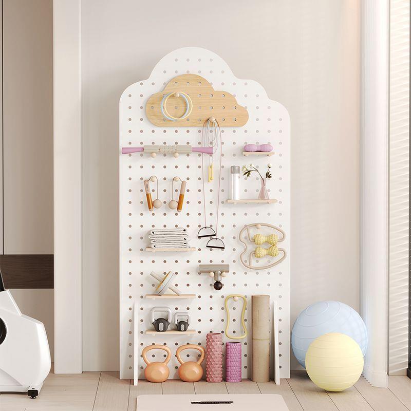 Yoga fitness equipment storage rack entrance solid wood hole board wooden yoga supplies storage rack cloud storage rack