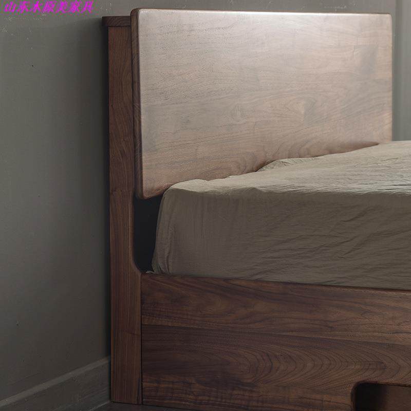 北欧实木黑胡桃双人床现代简约日式樱桃木气压箱体储物床,淘宝优惠券,粉丝福利购,淘宝优惠卷