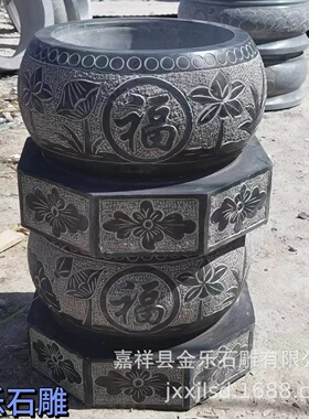 厂家直销石雕柱墩青石雕花柱脚石底座柱础石装饰摆件