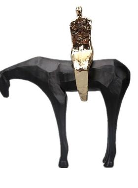 居树脂品工艺马坐人物摆家件创意个性饰品简约桌面NA54装混批