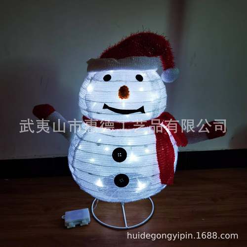 圣诞节装饰折叠布雪人圣诞老人伸缩布发光LED灯串室内户外装饰 - 图2