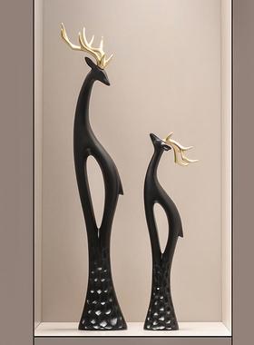 入户柜门玄关鹿创意轻奢高福鹿档简约客厅电视竖高细进长装饰艺术