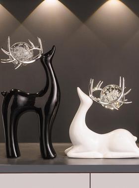 轻代奢现高档福鹿乔红酒架酒柜客厅装饰摆件鹿摆件一玄关餐柜迁新