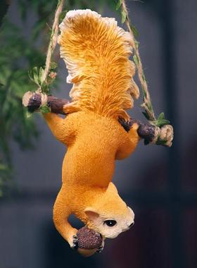 创可爱松鼠摆件庭院户外动物壁意挂花园阳台SCG儿园树幼上饰装挂