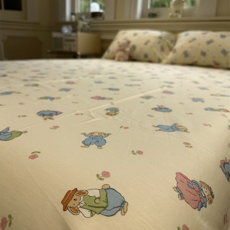 公主小兔纯棉床笠床单单件保护套全棉纯棉宿舍床罩少女学生1.35m,淘宝优惠券,粉丝福利购,淘宝优惠卷
