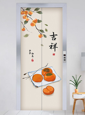 电梯门贴纸高级感美化贴新中式中国风改造遮丑壁纸装饰画创意定制
