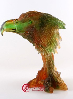 艺源琉璃摆件欧式抽象老鹰头高档创意礼品办公室家居客厅装饰艺术