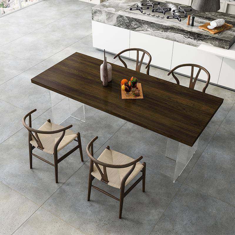 亚克力长方形原木岛台餐桌现代简约伸缩悬空桌大板工作台桌子饭桌,淘宝优惠券,粉丝福利购,淘宝优惠卷