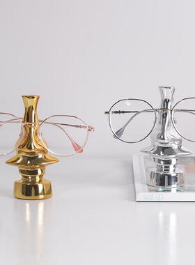 现代铜色YBO眼架摆件书房镜书桌柜卧室床头样板房艺术品软装饰品