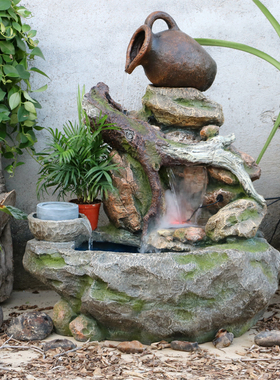 太阳能假山喷泉流水景观养鱼缸鱼池摆件户外阳台花园庭院装饰造景