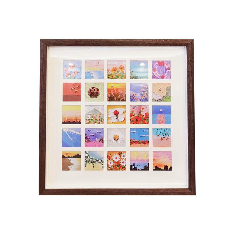 V45O画框实木油画棒格子相框16宫格迷你小画组合胡桃木简约白,淘宝优惠券,粉丝福利购,淘宝优惠卷