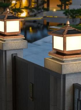 太阳能柱头灯户外防水中式庭院围墙灯别墅花园门口景观装饰草坪灯