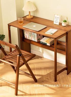 小型写字卧室学生子实木办公桌台式床边折叠家用书桌电脑桌工作台
