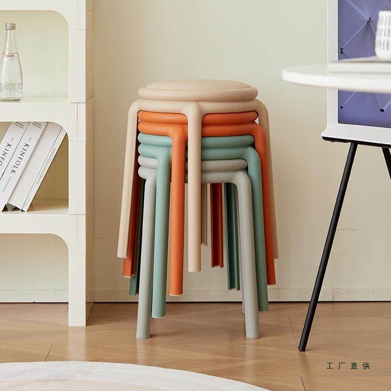 塑料凳子加厚家用可叠放简约客厅餐桌圆板凳结实防滑等位备用高凳,淘宝优惠券,粉丝福利购,淘宝优惠卷