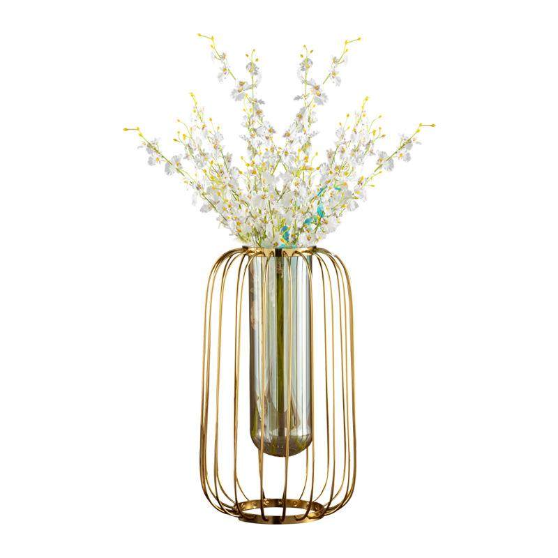 欧式轻奢创意几何金属灯笼花瓶桌面摆件插花仿真花客厅玄关装饰品,淘宝优惠券,粉丝福利购,淘宝优惠卷