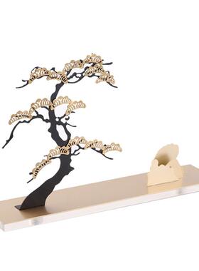 创式393意新中现金属艺抽象松树摆件样板房铁书房客厅玄关艺术摆