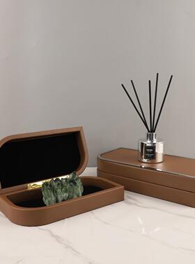 现代极简高端皮首革店饰1608收纳盒装饰卧室衣帽间梳妆台酒家居饰