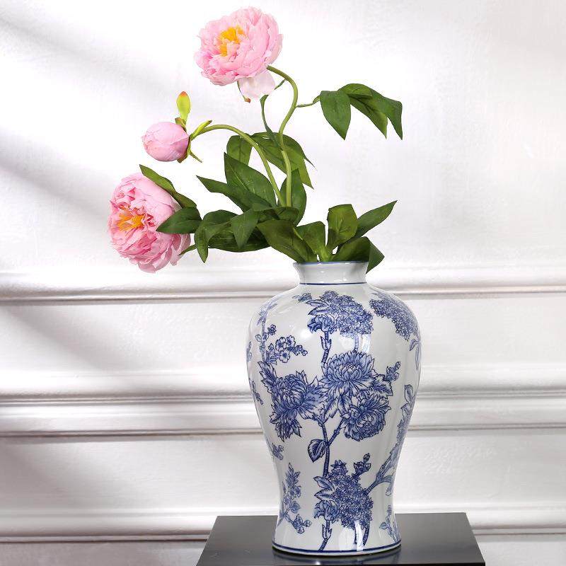 中青花瓷陶瓷花瓶民厅酒店式复古客插宿花NZP花器玄关摆件梅瓶,淘宝优惠券,粉丝福利购,淘宝优惠卷