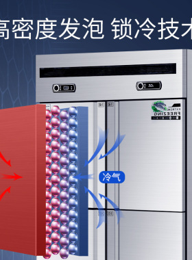 商用厨房四门冰箱立式冷藏冷冻保鲜冷柜六门双温不锈钢冰柜工作台
