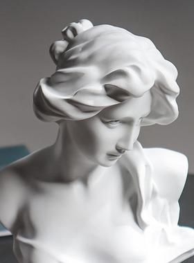 式欧树艺琴女大卫术摆家居饰品琴女仿石件膏人物头像脂雕塑美术展