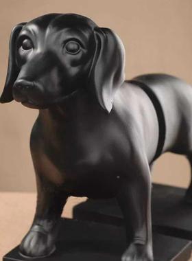 现代创意样板间办01公室书装书房小书柜家饰品摆件拉布拉多狗档书