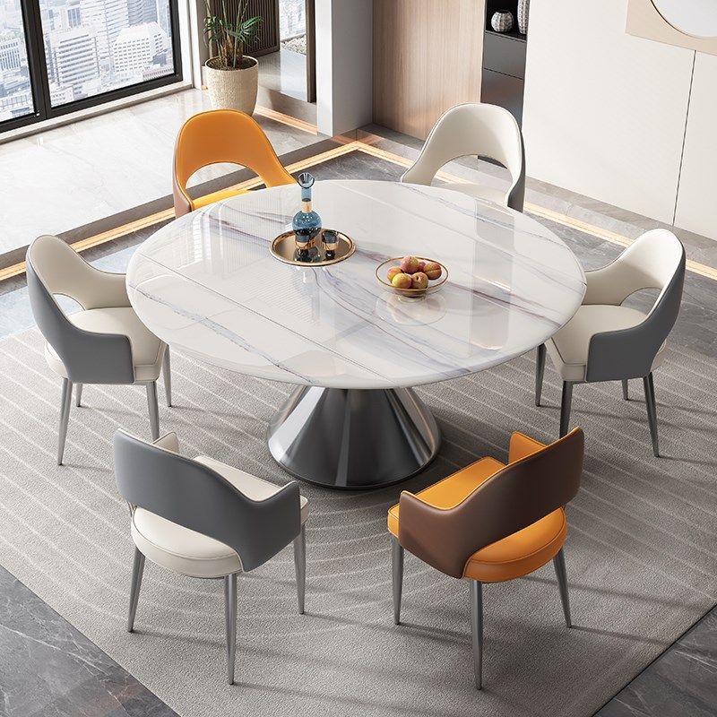 轻奢伸缩超晶石餐桌椅天然大理石圆桌家用小户型微晶石奢石吃饭桌,淘宝优惠券,粉丝福利购,淘宝优惠卷