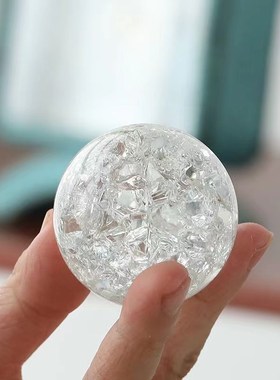 假山水池流水喷泉水景循环水球配件雾化盆景摆件风水轮玻璃冰裂球