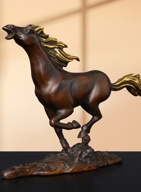 铜马摆件全黄铜一马当先创意品工艺摆设家居玄关门店桌面装饰奔马