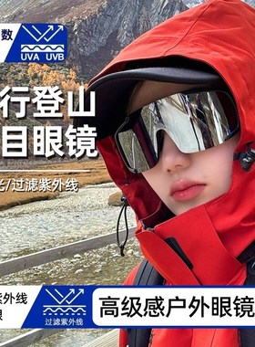 户外骑行登山护目镜女级感运动跑步防风防强光墨镜套镜近视可戴