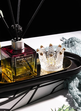 流嫣LIUYAN 样板房卧室浴室卫生间摆件软装无火香薰黑色托盘套装