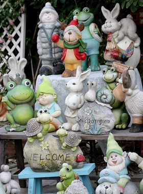 圣诞老人冬季雪人复古花园摆件园艺庭院阳台装饰花架花盆杂货孤品