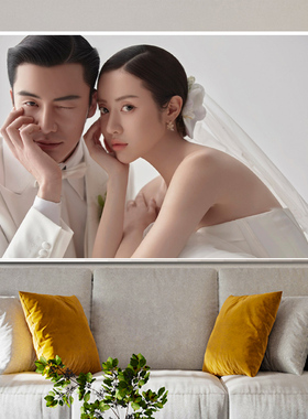 定制婚纱照放大挂墙洗照片加相框制作床头主卧室结婚照水晶大照片