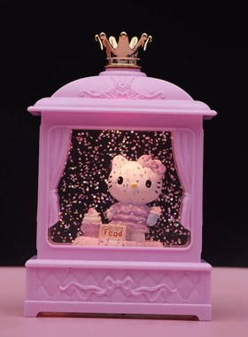 新款KT水晶音乐盒凯蒂小夜灯发光装饰学生创意礼品生日礼物精品店