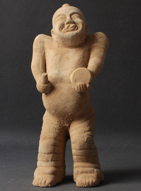 乐器男俑仿汉陶俑击鼓说唱俑陶器中式摆件宾馆酒店装饰品工艺品