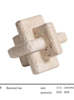 现轻奢几何环形摆件创意艺术仿石板FYN间样客厅酒店电视柜代装饰