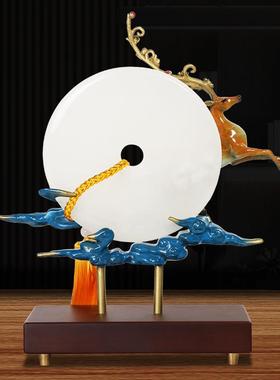 鹿铜制工艺摆件财平安扣招天然玉石玄关xylpak摆设乔迁送客户工厂