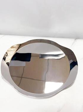 北欧样板间不锈钢盘品果盘下午茶托8416甜酒具托盘摆件送人乔迁风