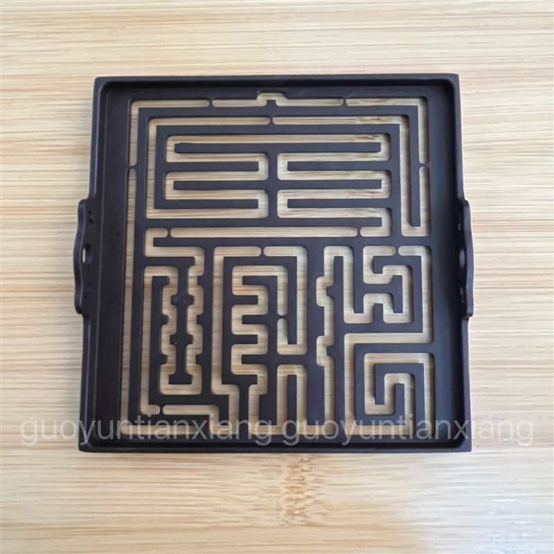 方形篆模香道用品用具纂香粉工具双耳模具苏工色黄铜9cm多样款式 - 图2