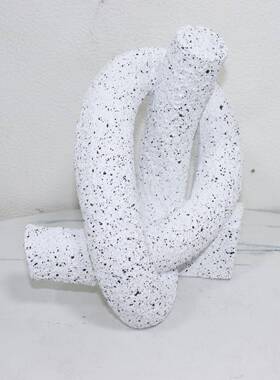 现代约白色几何打结方底脂树抽象绳结简摆件样板间售楼处装书房客