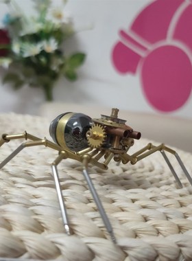 蒸汽朋克机械黑蜘蛛昆虫全金属纯手工桌面摆件工艺品个性化礼品