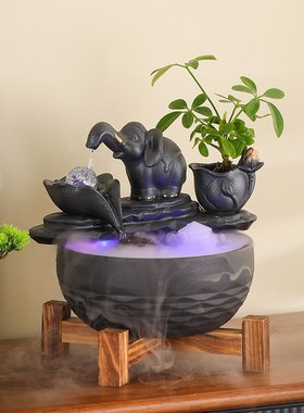 风水轮流水生财循环水摆件装饰客厅玄关乔迁新居礼品招财开业礼物