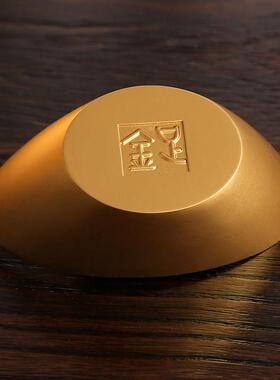 实心纯铜金元宝招财家居饰品 中式国风黄铜摆件聚宝盆