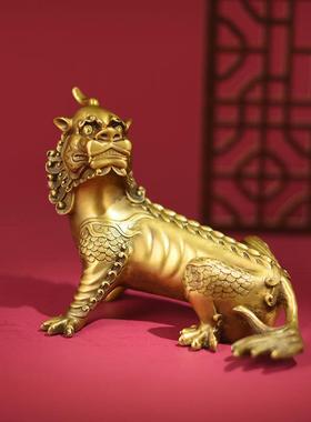 铜谛听摆件九华山地藏貔王坐骑铜独角CS-YDDT-兽帝地一对听家貅居